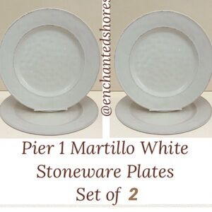 Pier 1 Martillo 11” Plates Dinner Set Replacements White Cream Brown Stoneware